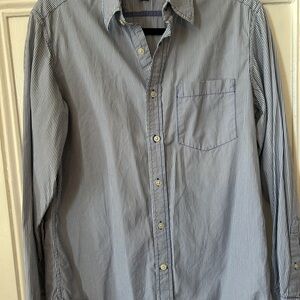 Banana Republic Blue and White Pinstripe Button-Down Shirt